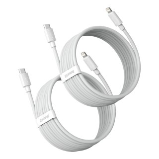 2x Kabel przewód Simple Wisdom iPhone Lightning - USB-C 20W 1.5 m - biały BASEUS