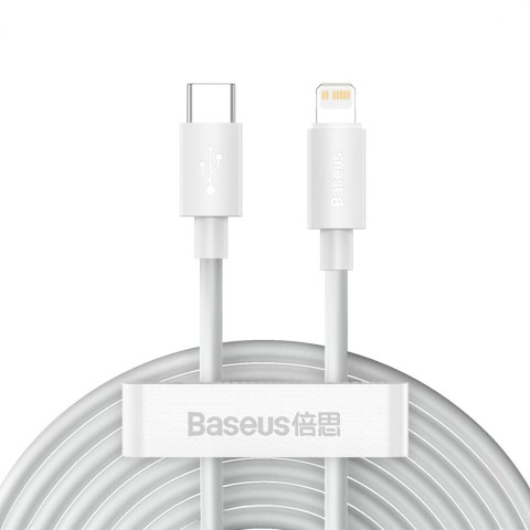 2x Kabel przewód Simple Wisdom iPhone Lightning - USB-C 20W 1.5 m - biały BASEUS