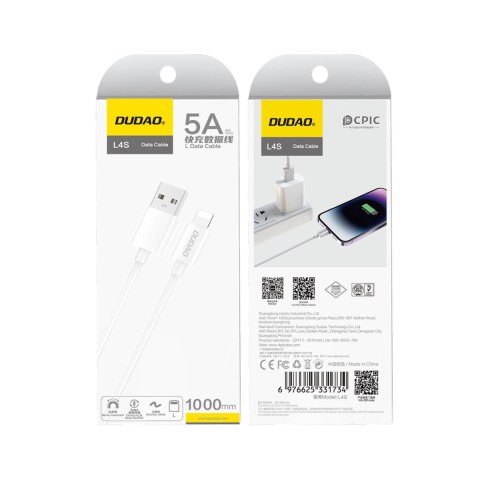 Kabel przewód do ładowania L4SL USB-A - iPhone Lightning 2A 1m - biały DUDAO