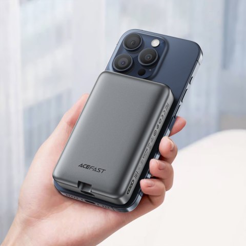 Powerbank magnetyczny 10000mAh indukcyjny 2x USB-C PD 30W + kabel USB-C - czarny ACEFAST