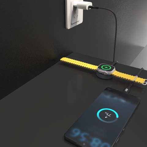 2w1 Kabel przewód z ładowarką do Apple Watch + wtyczka USB-C PD 60W - czarna DUDAO