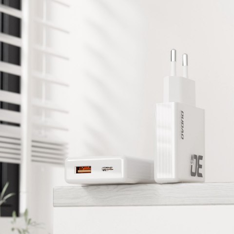 Ładowarka sieciowa GaN A30EUL 30W USB-A USB-C + kabel USB-C - Lightning - biała DUDAO