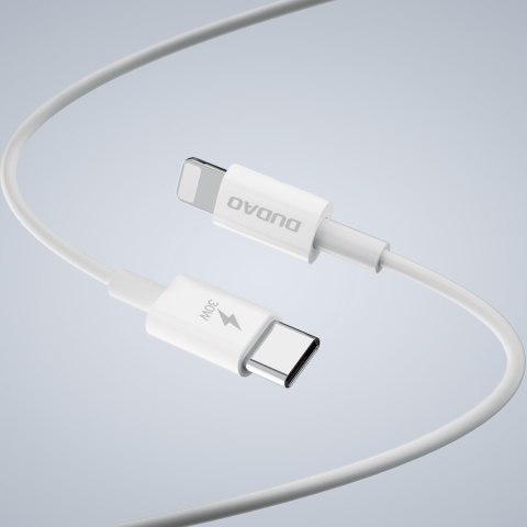 Ładowarka sieciowa GaN A30EUL 30W USB-A USB-C + kabel USB-C - Lightning - biała DUDAO