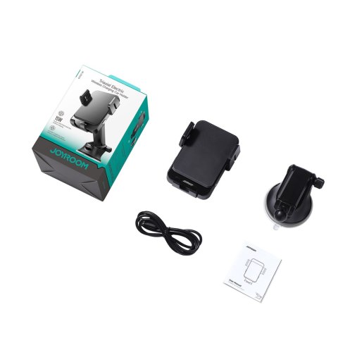Uchwyt elektryczny z ładowarką indukcyjną 15W na deskę rozdzielczą - czarny JOYROOM