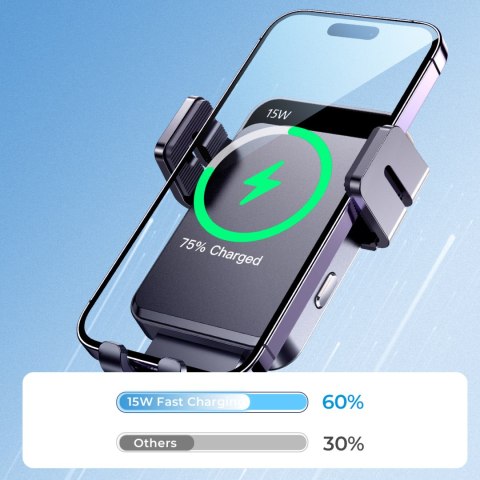 Uchwyt elektryczny z ładowarką indukcyjną 15W na deskę rozdzielczą - czarny JOYROOM