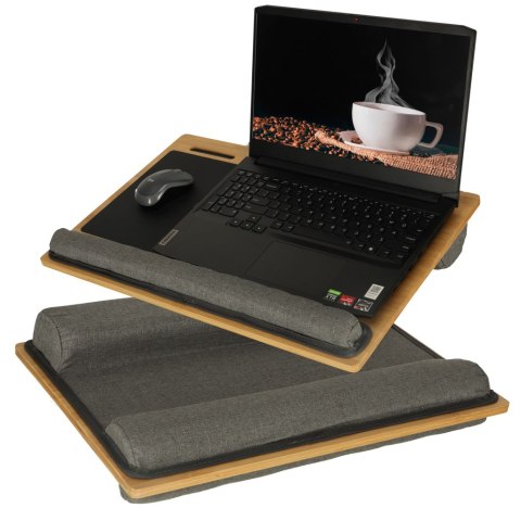Stolik pod laptopa przenośny taca do łóżka na kolana podstawka drewniany z poduszką Kik Sp. z o. o. Sp. k.