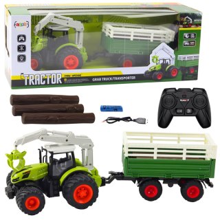 Traktor Rolniczy Z Przyczepą I Chwytakiem Zdalnie Sterowany RC 2.4G LEAN Toys