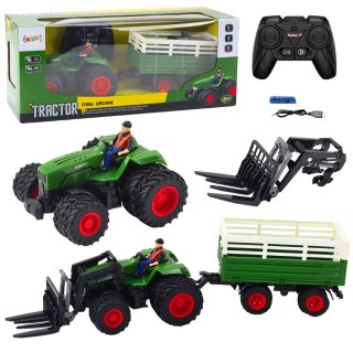 Traktor Rolniczy Z Przyczepą i Widłami Podwójne Koła Zdalnie Sterowany RC LEAN Toys