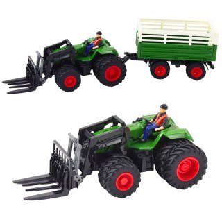 Traktor Rolniczy Z Przyczepą i Widłami Podwójne Koła Zdalnie Sterowany RC LEAN Toys