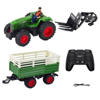 Traktor Rolniczy Z Przyczepą i Widłami Zdalnie Sterowany RC 2.4G LEAN Toys