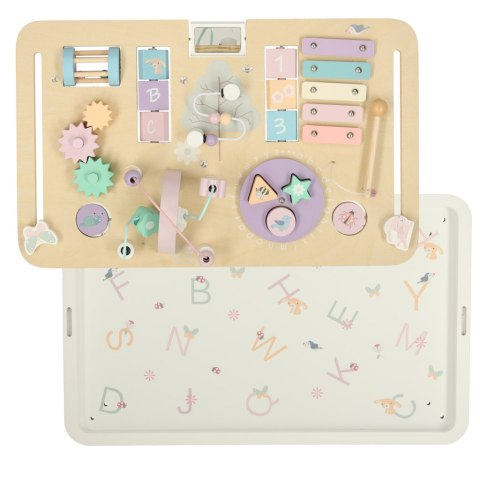 Tablica manipulacyjna LULILO LUDO stolik drewniany sensoryczny 2w1 różowy Kik Sp. z o. o. Sp. k.