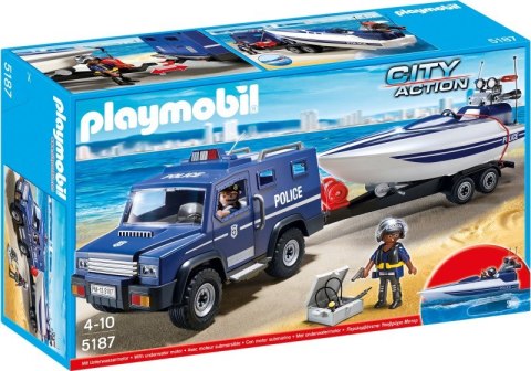 Zestaw z figurkami City Action 5187 Pojazd terenowy policji z motorówką Playmobil