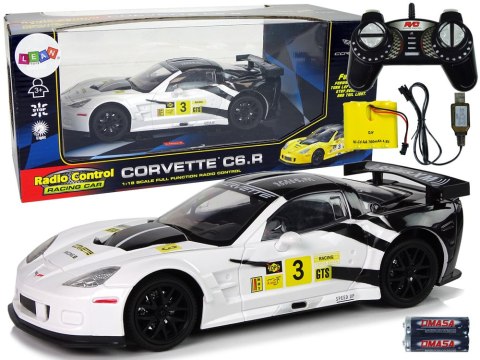 Auto Sportowe Wyścigowe R/C 1:18 Corvette C6.R Biały 2.4 G Światła LEAN Toys Auto Sportowe Wyścigowe R/C 1:18 Corvette C6.R Biały 2.4 G Światła LEAN Toys