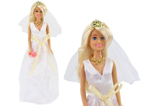 Lalka Anlily W Sukni Ślubnej Panna Młoda Bukiet Korona Naszyjnik LEAN Toys Lalka Anlily W Sukni Ślubnej Panna Młoda Bukiet Korona Naszyjnik LEAN Toys