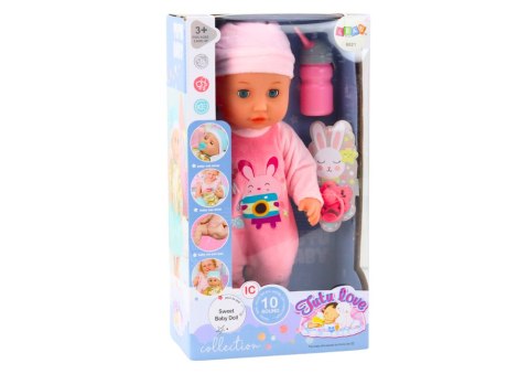 Lalka Bobas W Różowej Piżamce Siusiająca Butelka Smoczek Dźwięki LEAN Toys Lalka Bobas W Różowej Piżamce Siusiająca Butelka Smoczek Dźwięki LEAN Toys