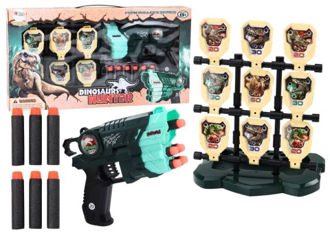 Zestaw Pistolet Z Tarczą Strzałki Piankowe Dinozaury Zielony LEAN Toys
