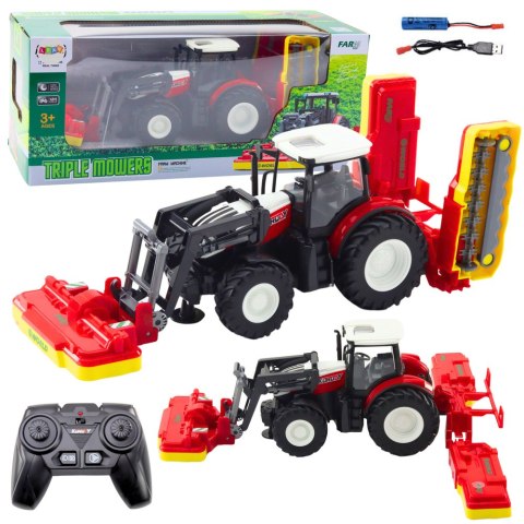 Traktor Rolniczy Z Kosiarkami Do Trawy Zdalnie Sterowany RC 2.4G LEAN Toys Traktor Rolniczy Z Kosiarkami Do Trawy Zdalnie Sterowany RC 2.4G LEAN Toys