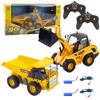 Zestaw Ładowarka Spychacz Wywrotka 1:24 Zdalnie Sterowane RC 2w1 LEAN Toys