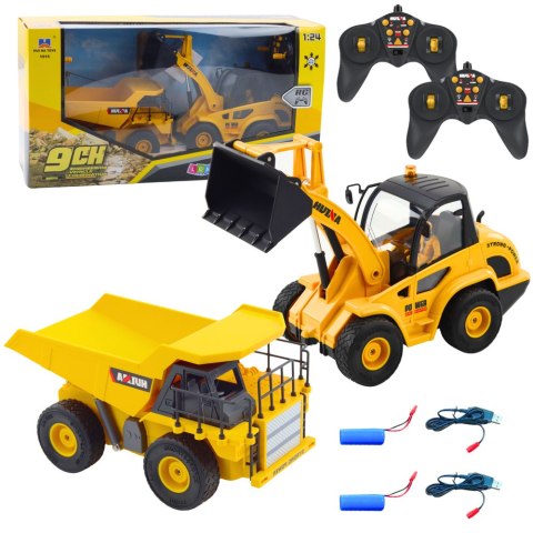Zestaw Ładowarka Spychacz Wywrotka 1:24 Zdalnie Sterowane RC 2w1 LEAN Toys