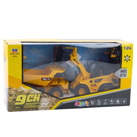 Zestaw Ładowarka Spychacz Wywrotka 1:24 Zdalnie Sterowane RC 2w1 LEAN Toys