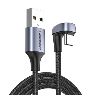 Kątowy kabel przewód dla graczy USB - USB-C Quick Charge AFC FCP 3A 18W - szary UGREEN