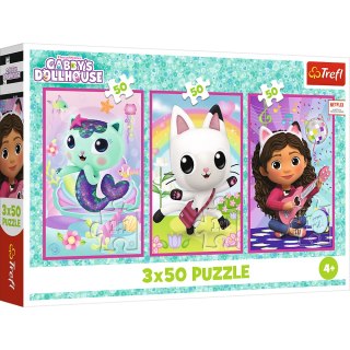 Puzzle 3x50 - Poznajcie Gabby i kotki Gabbys Dollhouse Trefl 34876 Trefl Puzzle