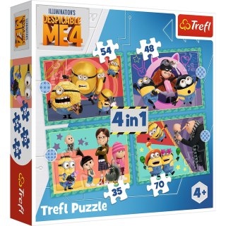Puzzle - 4w1 (35, 48, 54, 70) - Zwariowane Minionki - Trefl 34648 Trefl Puzzle