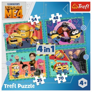 Puzzle - 4w1 (35, 48, 54, 70) - Zwariowane Minionki - Trefl 34648 Trefl Puzzle