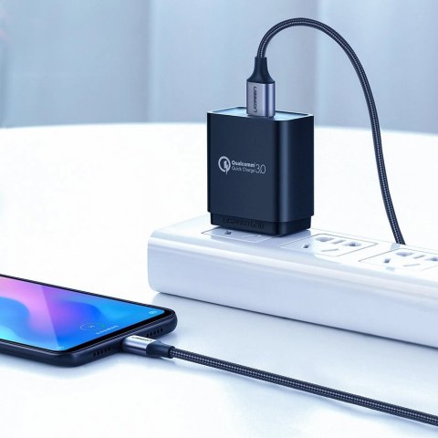 Kabel przewód USB-A - USB-C QC 3.0 3A 0.25m - szary UGREEN