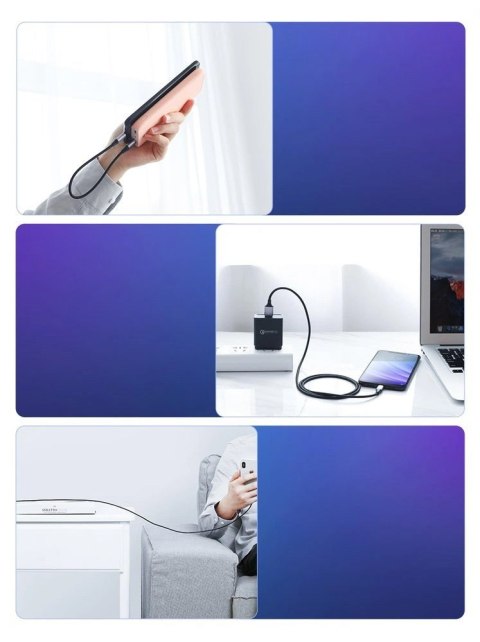 Kabel przewód USB-A - USB-C QC 3.0 3A 0.25m - szary UGREEN