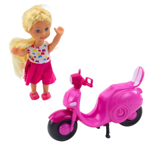 Zestaw Mini Laleczka Lalka Skuter Kask Różowy LEAN TOYS