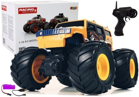 Auto Terenowe Duże Koła Bigfoot Zdalnie Sterowany 2.4G 1:18 Żółty LEAN Toys Auto Terenowe Duże Koła Bigfoot Zdalnie Sterowany 2.4G 1:18 Żółty LEAN Toys