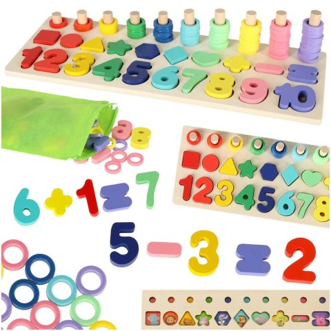 Liczydło drewniane sorter cyfry montessori 3w1 13x36cm Kik Sp. z o. o. Sp. k.