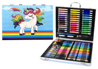 Zestaw Artystyczny W Walizce Z Jednorożcem Niebieska 150 El LEAN Toys