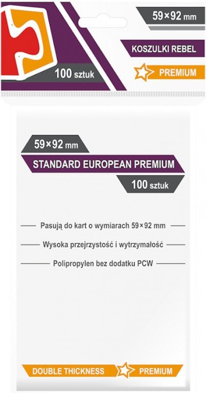 Koszulki 59 x 92 mm Standard European Premium 100 sztuk Rebel