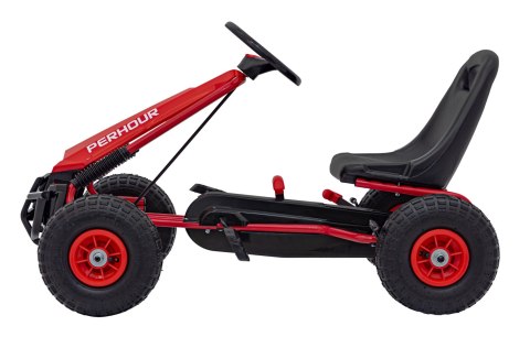 Gokart na Pedały AIR PerHour dla dzieci Czerwony + Hamulec ręczny + Pompowane koła + Regulacja siedzenia Gokart na Pedały AIR PerHour dla dzieci Czerwony + Hamulec ręczny + Pompowane koła + Regulacja siedzenia