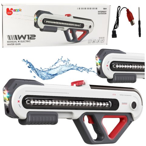 Duży Pistolet Karabin W12 Elektryczny Na Wodę LED Biały 60cm LEAN Toys Duży Pistolet Karabin W12 Elektryczny Na Wodę LED Biały 60cm LEAN Toys