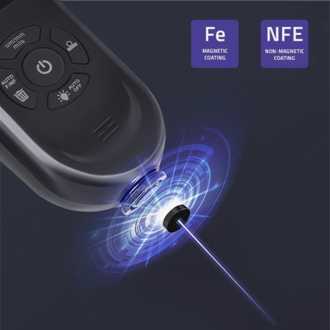 Miernik grubości lakieru z podświetlanym bocznym wyświetlaczem LCD | 0 ~ 2000um Qoltec