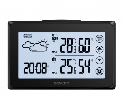 Stacja pogody SWS 2850 dotykowy wyświetlacz, budzik, 1czujnik zewnętrzny Sencor