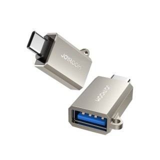 Adapter przejściówka USB-C (męski) - USB-A (żeński) z oczkiem na smycz - srebrny JOYROOM