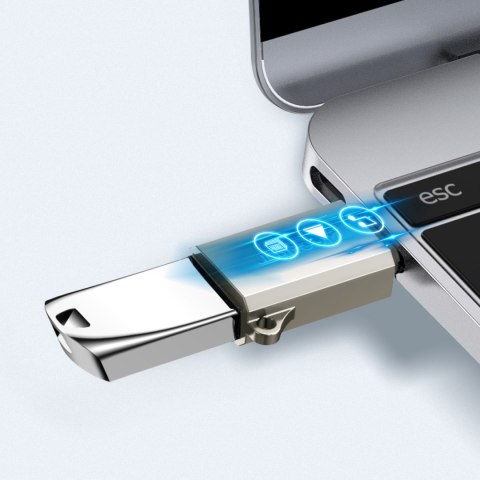 Adapter przejściówka USB-C (męski) - USB-A (żeński) z oczkiem na smycz - srebrny JOYROOM