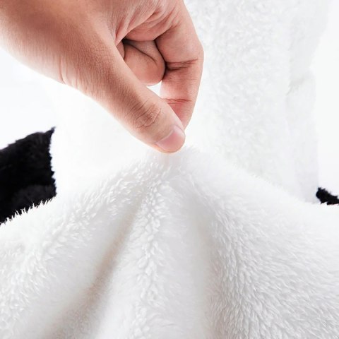 Ciepła kominiarka zimowa z futerka Panda dla dzieci i dorosłych rozmiar M - czarna/biała Qunature