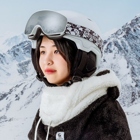 Ciepła kominiarka zimowa z futerka Panda dla dzieci i dorosłych rozmiar M - czarna/biała Qunature