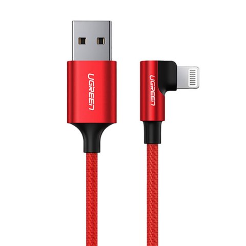 Kabel przewód kątowy iPhone Lightning - USB-A MFi 2.4A 1m - czerwony UGREEN