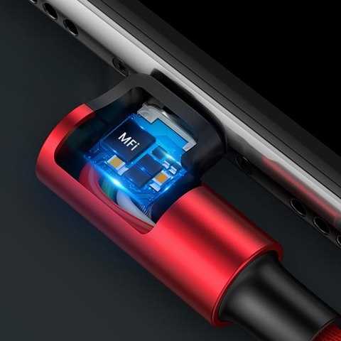 Kabel przewód kątowy iPhone Lightning - USB-A MFi 2.4A 1m - czerwony UGREEN
