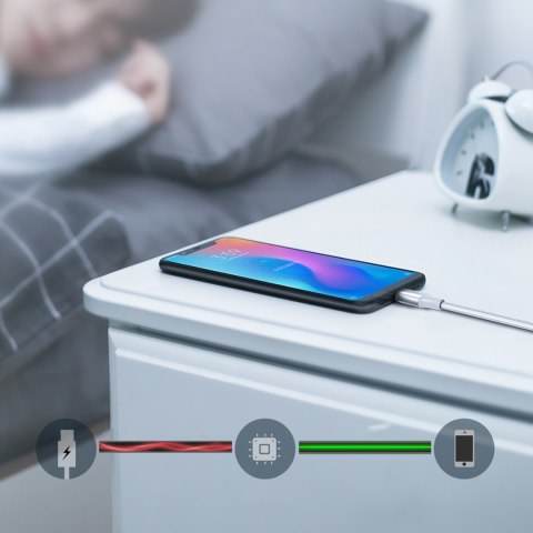 Kabel przewód w oplocie USB-A - USB-C QC 3.0 3A 0.5m - biały UGREEN