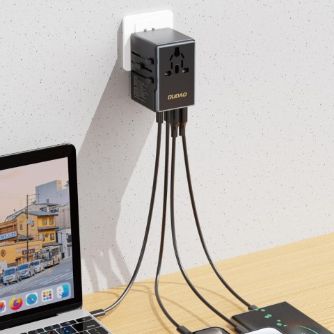 Ładowarka adapter podróżny GAN PRO 3 65W EU / US / JP / AUS / UK 2x USB-C 2x USB-A - czarny DUDAO