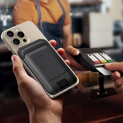 Portfel na karty Magnetic Wallet MagSafe z podstawką - czarny UGREEN