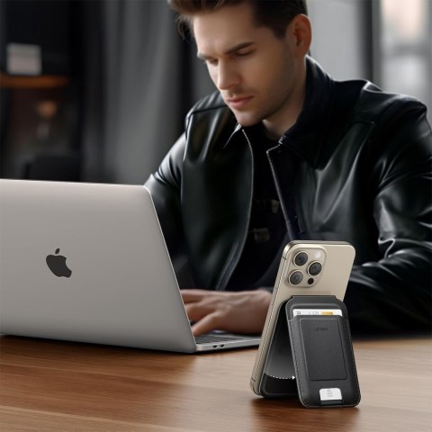 Portfel na karty Magnetic Wallet MagSafe z podstawką - czarny UGREEN