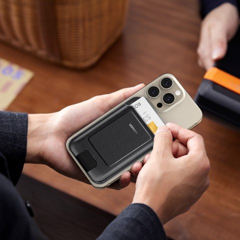 Portfel na karty Magnetic Wallet MagSafe z podstawką - czarny UGREEN